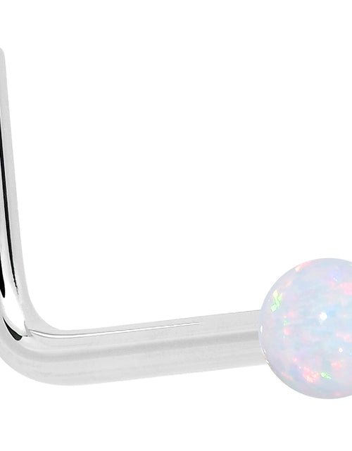 Load image into Gallery viewer, 14k White Gold 2.5mm Synthetic Opal Ball Nose Ring
