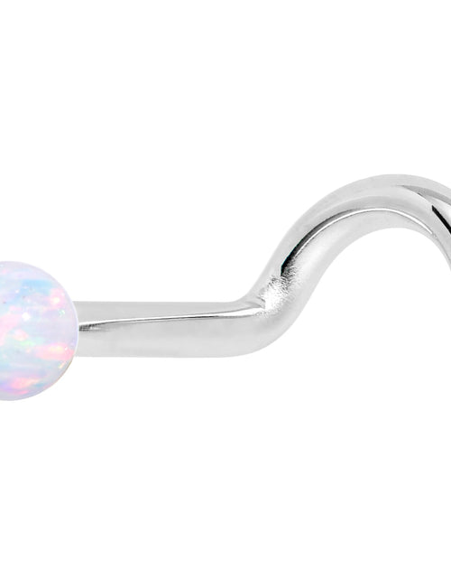 Load image into Gallery viewer, 14k White Gold 2.5mm Synthetic Opal Ball Nose Ring
