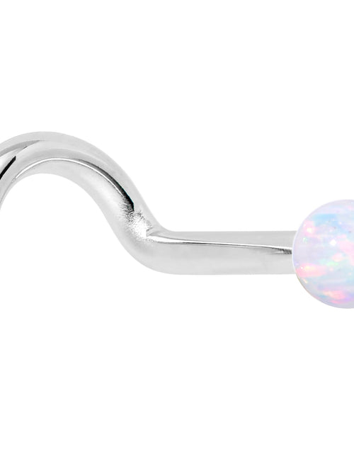 Load image into Gallery viewer, 14k White Gold 2.5mm Synthetic Opal Ball Nose Ring
