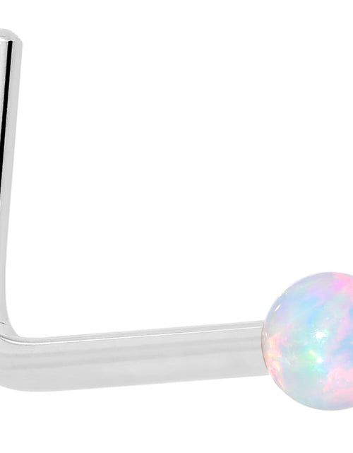 Load image into Gallery viewer, 14k White Gold 2.5mm Synthetic Opal Ball Nose Ring
