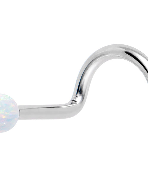 Load image into Gallery viewer, 14k White Gold 2.5mm Synthetic Opal Ball Nose Ring
