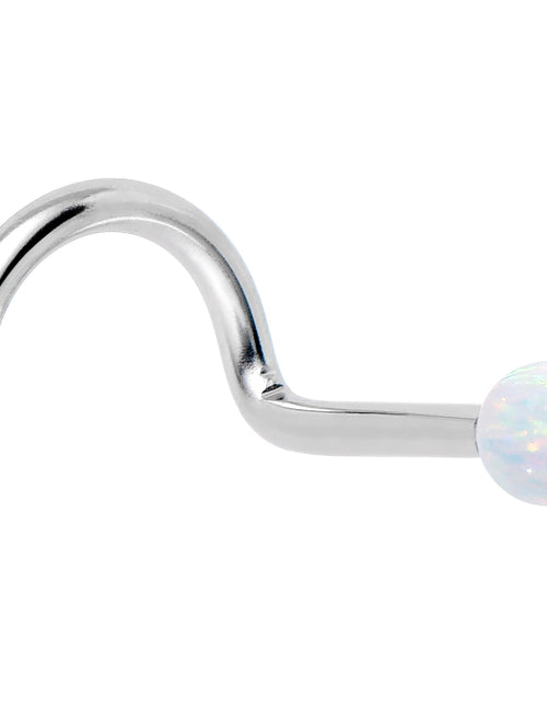 Load image into Gallery viewer, 14k White Gold 2.5mm Synthetic Opal Ball Nose Ring
