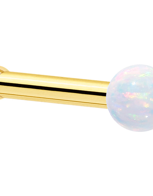 Load image into Gallery viewer, 14k Yellow Gold 2.5mm Synthetic Opal Ball Nose Ring
