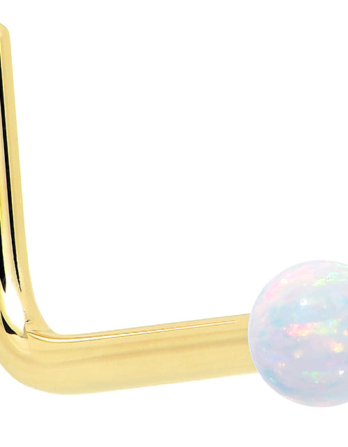 Load image into Gallery viewer, 14k Yellow Gold 2.5mm Synthetic Opal Ball Nose Ring

