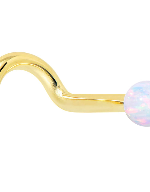 Load image into Gallery viewer, 14k Yellow Gold 2.5mm Synthetic Opal Ball Nose Ring
