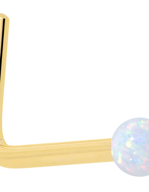 Load image into Gallery viewer, 14k Yellow Gold 2.5mm Synthetic Opal Ball Nose Ring
