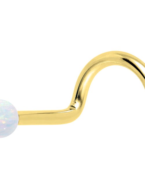 Load image into Gallery viewer, 14k Yellow Gold 2.5mm Synthetic Opal Ball Nose Ring
