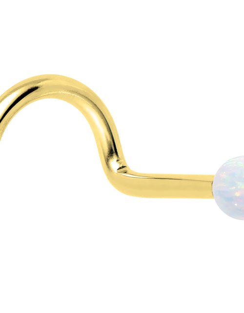 Load image into Gallery viewer, 14k Yellow Gold 2.5mm Synthetic Opal Ball Nose Ring
