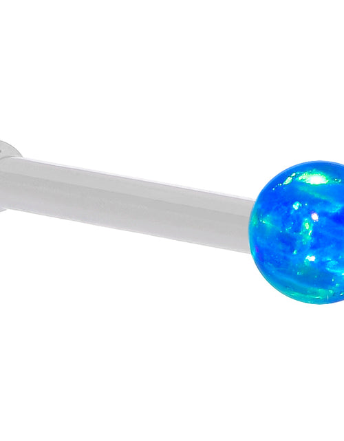 Load image into Gallery viewer, 14k White Gold 2.5mm Blue Synthetic Opal Ball Nose Ring
