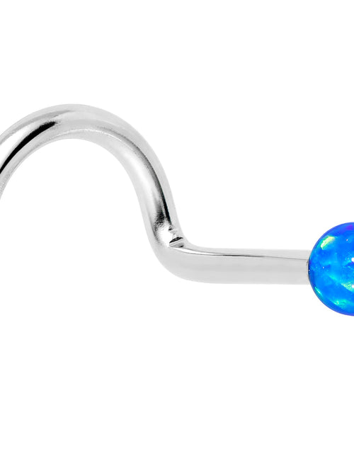 Load image into Gallery viewer, 14k White Gold 2.5mm Blue Synthetic Opal Ball Nose Ring

