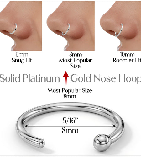 Real Platinum Nose Hoop - Hypoallergenic & Luxurious