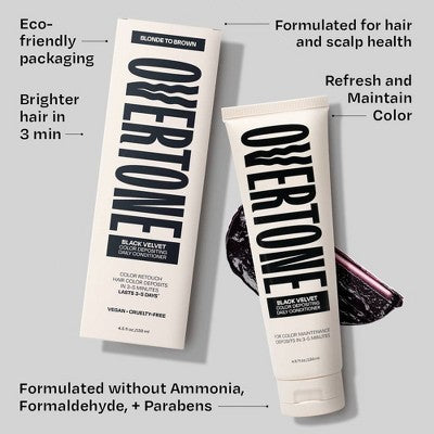 Load image into Gallery viewer, Overtone Black Velvet Daily Conditioner- Semi-Permanent Hair Color 4.5 oz - New
