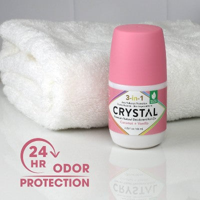 Load image into Gallery viewer, Crystal 3-in-1 Natural Mineral Roll-On Deodorant Coconut + Vanilla 2.25 fl oz - New
