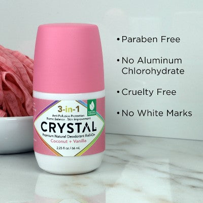 Load image into Gallery viewer, Crystal 3-in-1 Natural Mineral Roll-On Deodorant Coconut + Vanilla 2.25 fl oz - New
