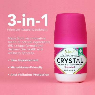Load image into Gallery viewer, Crystal 3-in-1 Natural Mineral Roll-On Deodorant Unscented 2.25 fl oz - New
