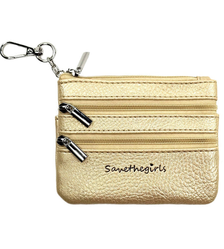 Zippered Pouch Gold w/Silver Hardware