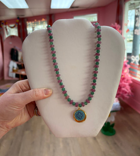 Cool Girl Beaded Necklace with Charm