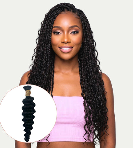 Jet Black Deep Wave Bulk 100% Human Braiding Hair