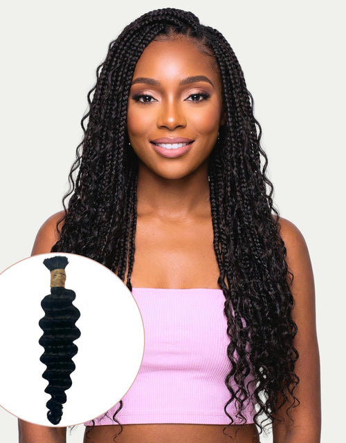Load image into Gallery viewer, Jet Black Deep Wave Bulk 100% Human Braiding Hair
