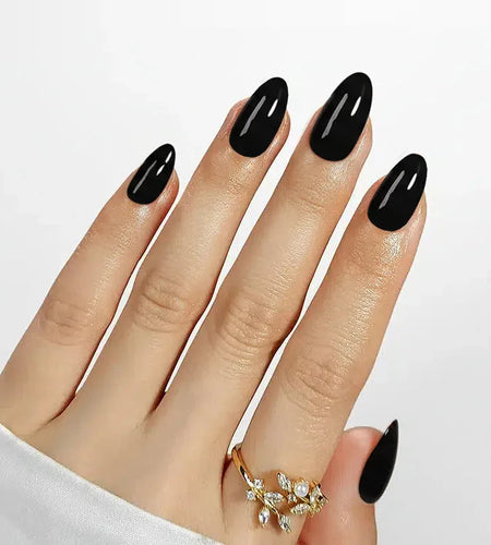 Black Almond Nails - Press on Nails