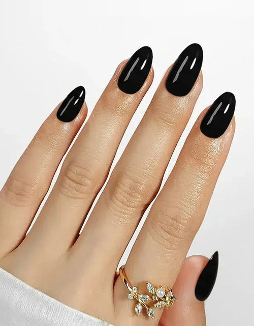 Load image into Gallery viewer, Black Almond Nails - Press on Nails
