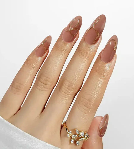 Daring Gold Almond Nails - Press on Nails