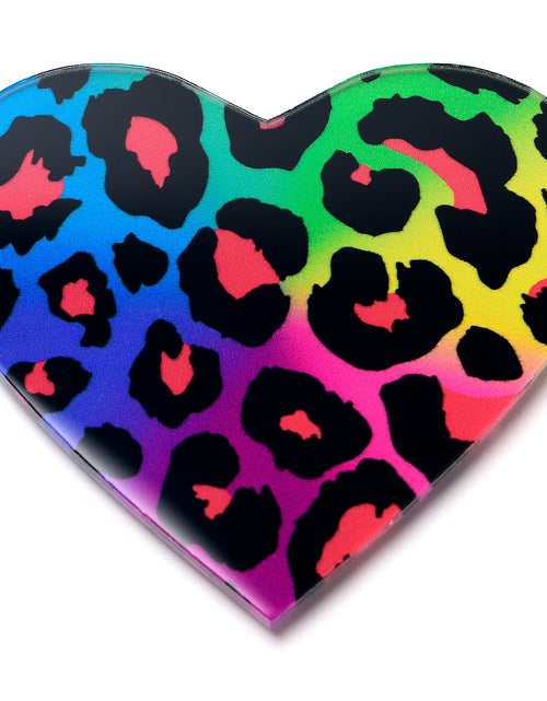 Load image into Gallery viewer, Acrylicious Rainbow Cheetah Print Heart Magnet by Onyx O
