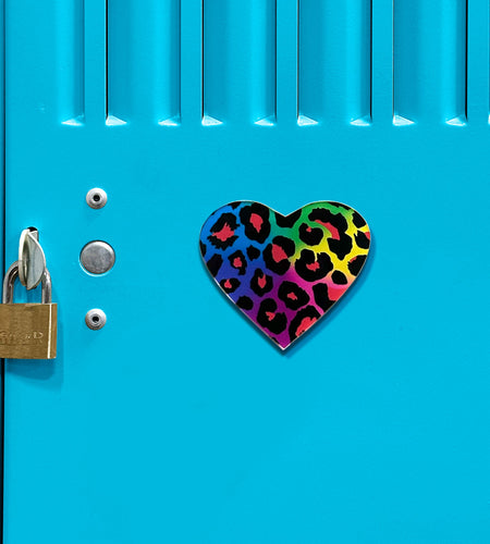 Acrylicious Rainbow Cheetah Print Heart Magnet by Onyx O