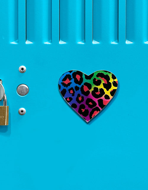 Load image into Gallery viewer, Acrylicious Rainbow Cheetah Print Heart Magnet by Onyx O
