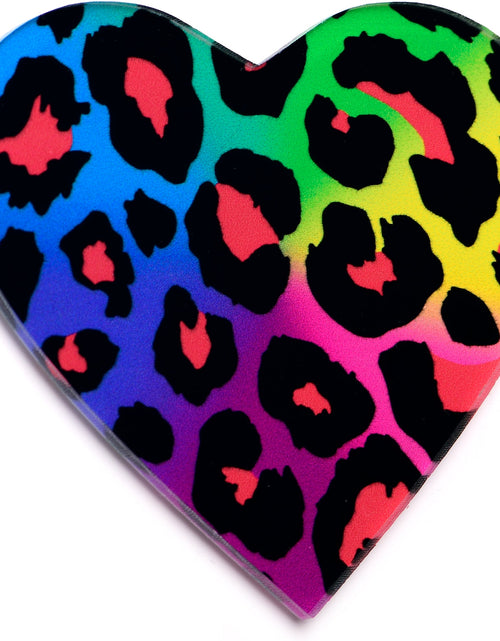 Load image into Gallery viewer, Acrylicious Rainbow Cheetah Print Heart Magnet by Onyx O
