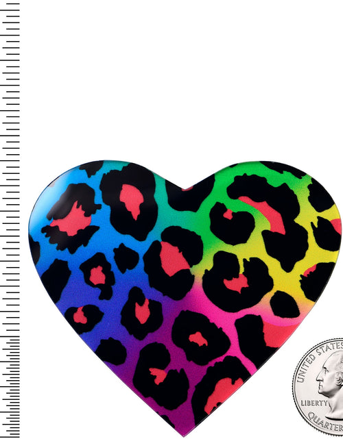 Load image into Gallery viewer, Acrylicious Rainbow Cheetah Print Heart Magnet by Onyx O
