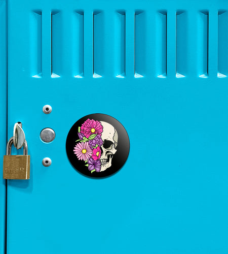 Acrylicious Floral Flowers Skull Magnet by Onyx O
