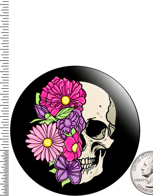 Load image into Gallery viewer, Acrylicious Floral Flowers Skull Magnet by Onyx O
