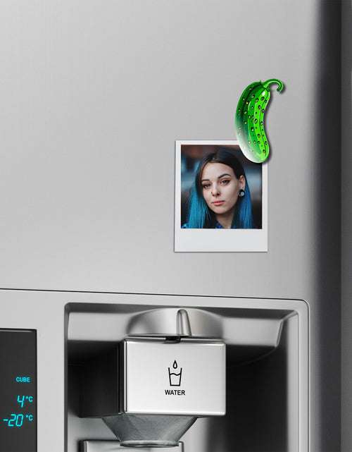 Load image into Gallery viewer, Acrylicious Funky Green Pickle Magnet by Onyx O
