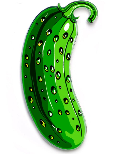 Load image into Gallery viewer, Acrylicious Funky Green Pickle Magnet by Onyx O
