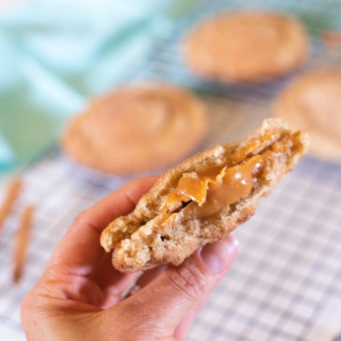 Snickerdoodle Salted Caramel Lava Cookies