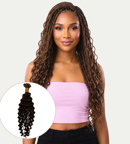 Medium Brown Deep Wave Color 4 Bulk 100% Human Braiding Hair