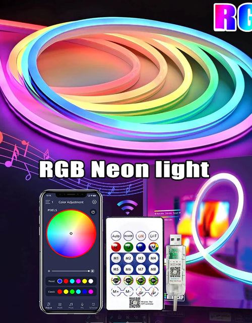 Load image into Gallery viewer, 5V RGBIC Neon Strip Lights – USB Waterproof LED Ribbon with Bluetooth

