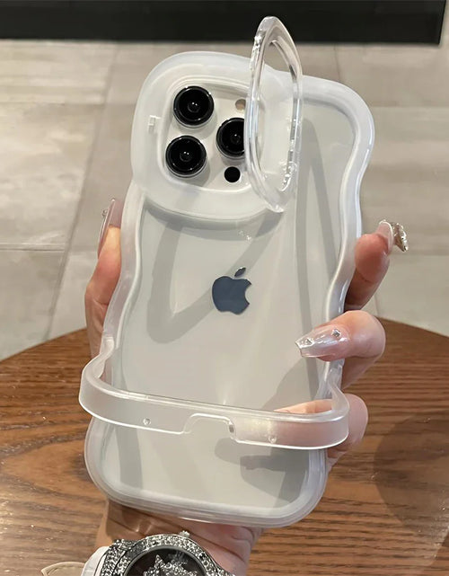 Load image into Gallery viewer, 2IN1 Folding Stand Wave Clear Phone Case For iPhone
