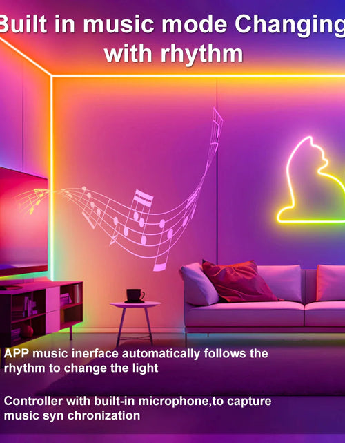 Load image into Gallery viewer, 5V RGBIC Neon Strip Lights – USB Waterproof LED Ribbon with Bluetooth

