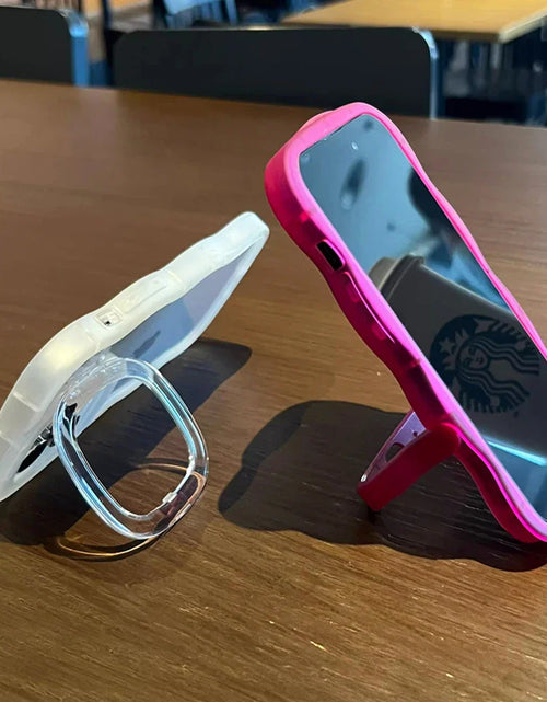 Load image into Gallery viewer, 2IN1 Folding Stand Wave Clear Phone Case For iPhone
