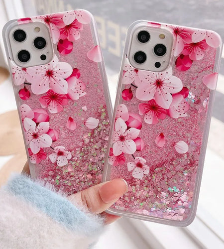 Sakura Liquid Glitter iPhone Case