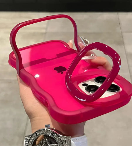 2IN1 Folding Stand Wave Clear Phone Case For iPhone