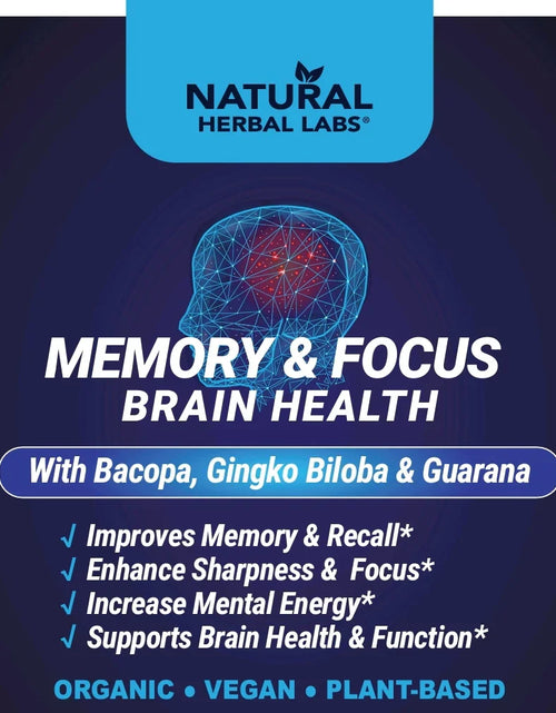 Load image into Gallery viewer, Organic Memory &amp; Focus Herbal Tonic – Bacopa, Ginkgo Biloba, Guarana | Natural Brain Health &amp; Mental Clarity Support
