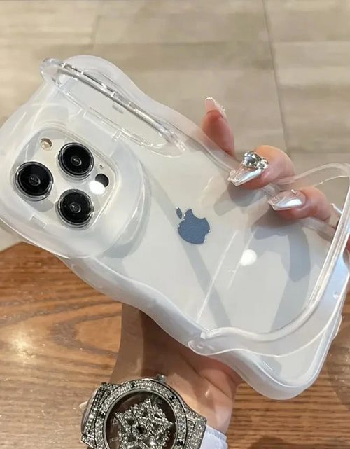Load image into Gallery viewer, 2IN1 Folding Stand Wave Clear Phone Case For iPhone
