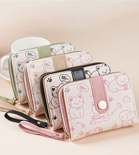 Kawaii Cat Print Wristlet