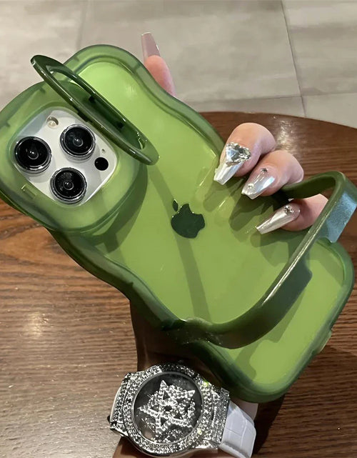 Load image into Gallery viewer, 2IN1 Folding Stand Wave Clear Phone Case For iPhone
