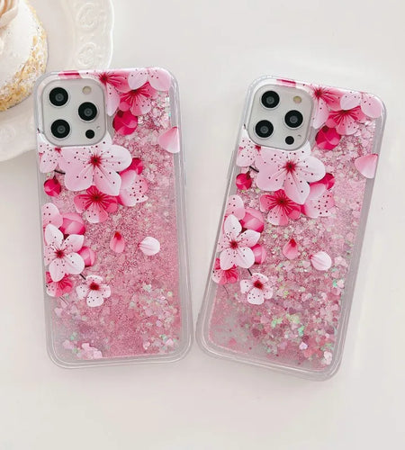 Sakura Liquid Glitter iPhone Case