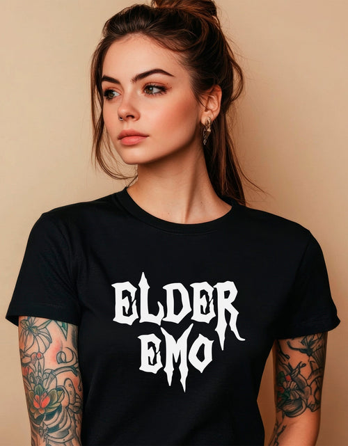 Load image into Gallery viewer, Glow in the Dark Elder Emo Black Tee Shirt
