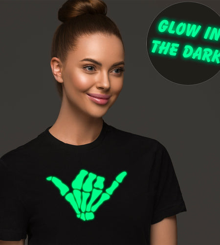 Glow in the Dark Shaka Skelelton Hand Tee Shirt